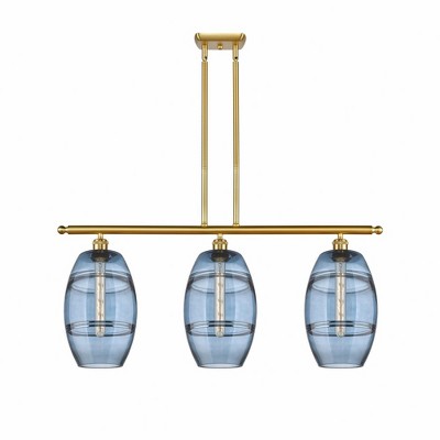 Vaz - 3 Light Stem Hung Island In Industrial Style-10.38 Inches Tall and 36 Inches Wide