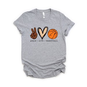 Simply Sage Market Women's Peace Love Basketball Short Sleeve Graphic Tee - 1 of 4