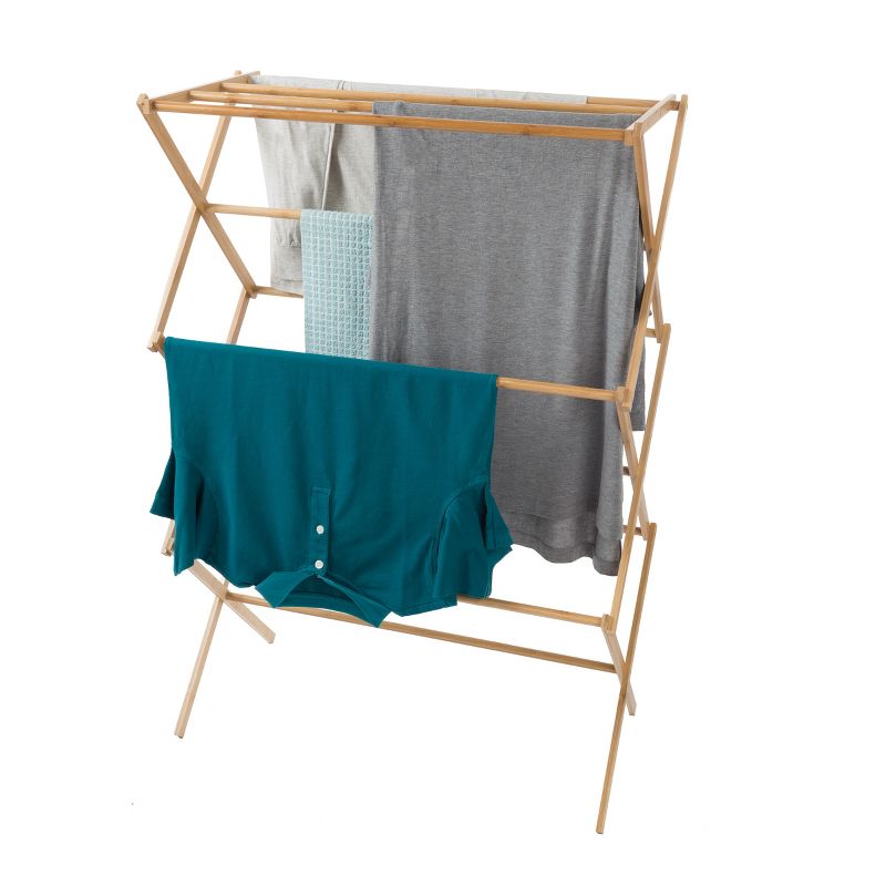 Bamboo Clothes Drying Rack - Collapsible and Compact for Indoor/Outdoor Use - Portable Wooden Rack for Hanging and Air-Drying Laundry by Lavish Home, 1 of 8