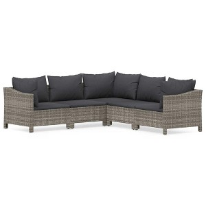 vidaXL Garden Lounge Set Grey PE rattan, powder-coated steel Large - 1 of 4