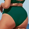Women's Plus Size Ribbed Modest Widen Band High Waist Bikini Bottom -Cupshe - 4 of 4