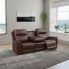 MAYEERTY Power Reclining Sofa, Electric 3-Seat Breathable Leather Recliner with USB Charging, Reversible Table & LED for Living Room, Reddish Brown - 2 of 4