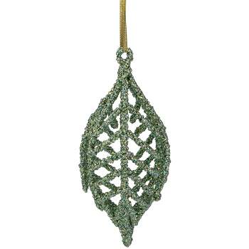 Northlight 6.5" Green 3-D Glittered Iron Wire Finial Christmas Ornament