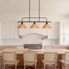 Ludomide 3-Lights Black Rattan Caged Linear Chandelier for Kitchen Island with No Bulbs Included - 2 of 4