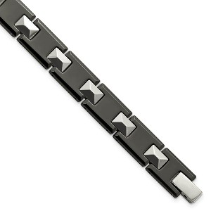 Black Bow Jewelry Men's Tungsten & Black Ceramic 10mm Polished Link Bracelet, 8.5 Inch - 1 of 4