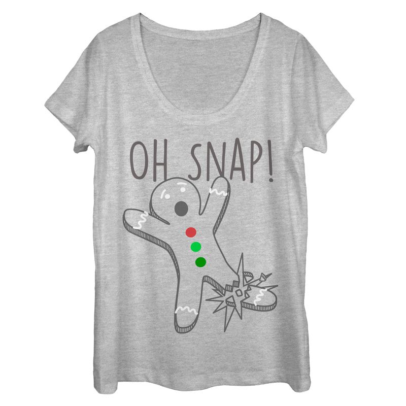 Women's Lost Gods Oh Snap Gingerbread Man Outline Scoop Neck, 1 of 4