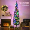 7' Artificial Pencil Christmas Trees Holiday Decoration with Colorful LED Lights, Steel Base - 4 of 4
