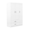 Whisen Wood 3-Door Wardrobe Armoire with Hanging Rod, 2-Drawers, and Storage Shelves - 4 of 4