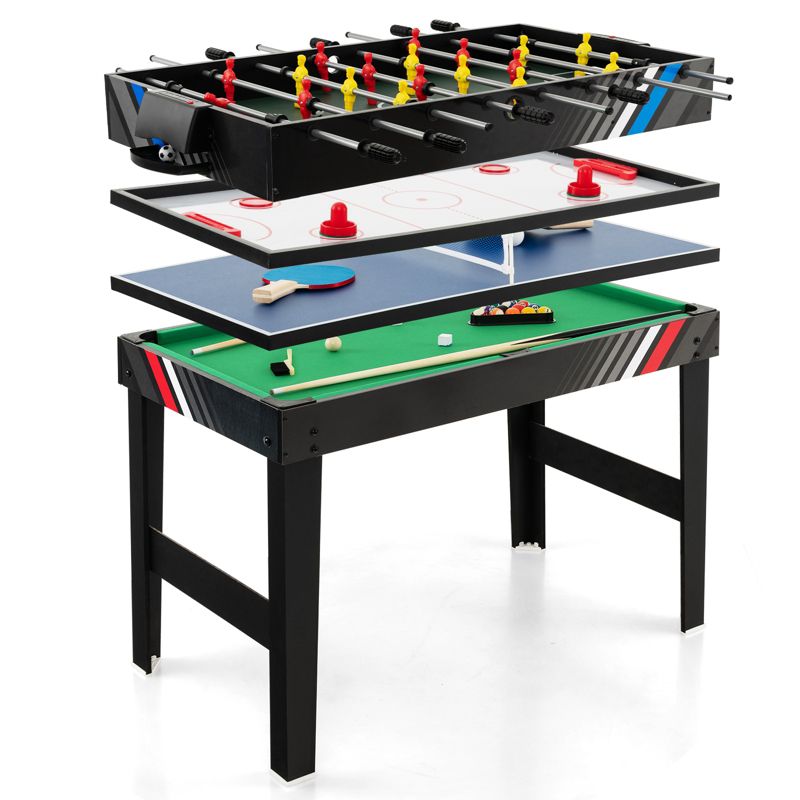 Costway 4-in-1 Combo Game Table 49" Foosball with Pool Billiards Air Hockey Table Tennis, 1 of 11