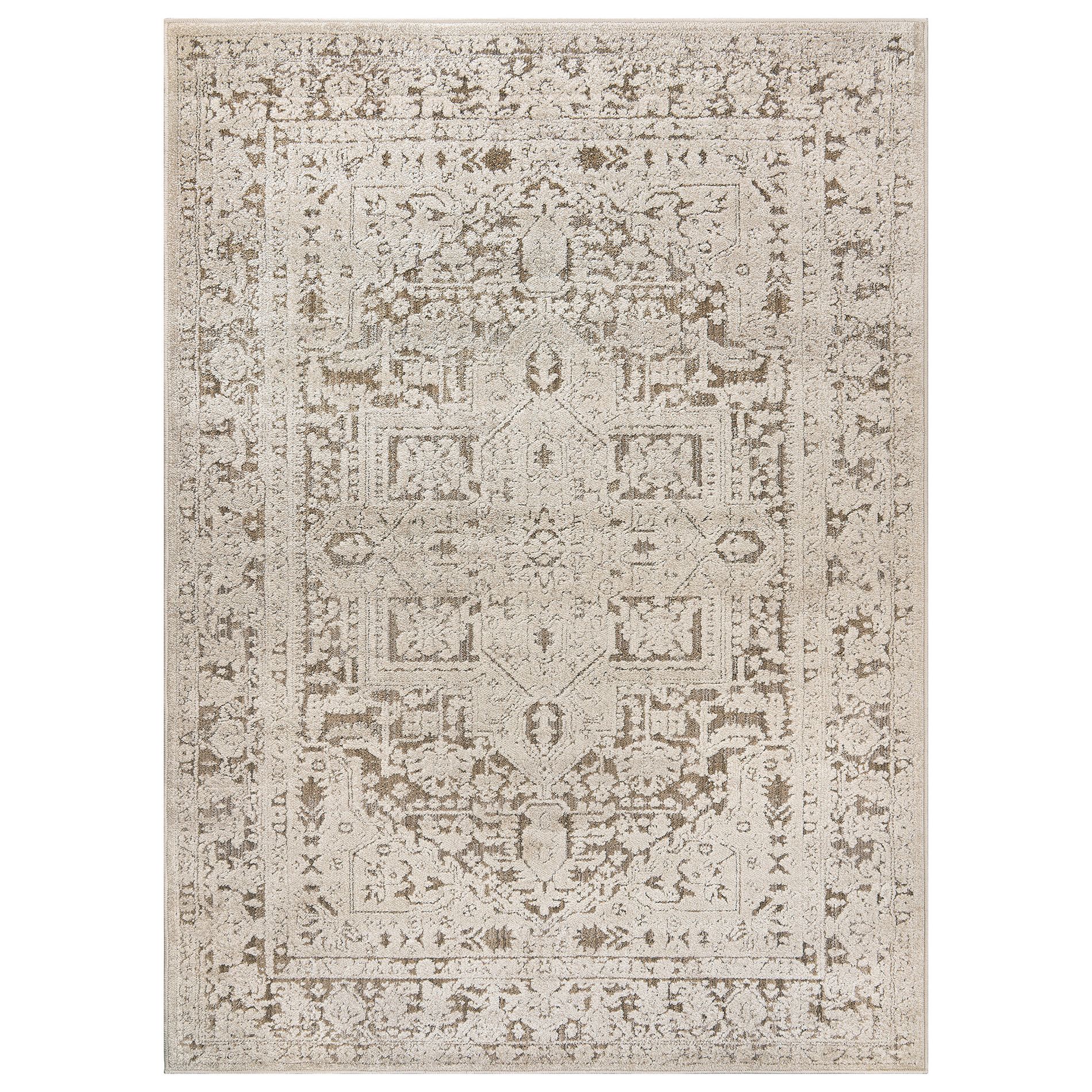 World Rug Gallery Textured High-Low Indoor Area Rug, Taupe Beige Design, Jute Backing, Living Room Bedroom Kitchen Rug, Easy-Care Spot Clean
