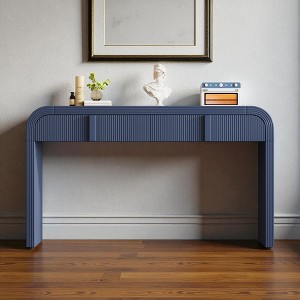 Mshliw 55'' Console Table with 2 Drawers and Fluted Front, Sofa Table, Entryway Table with Rounded Corners and Adjustable Feet for Living Room - 1 of 4