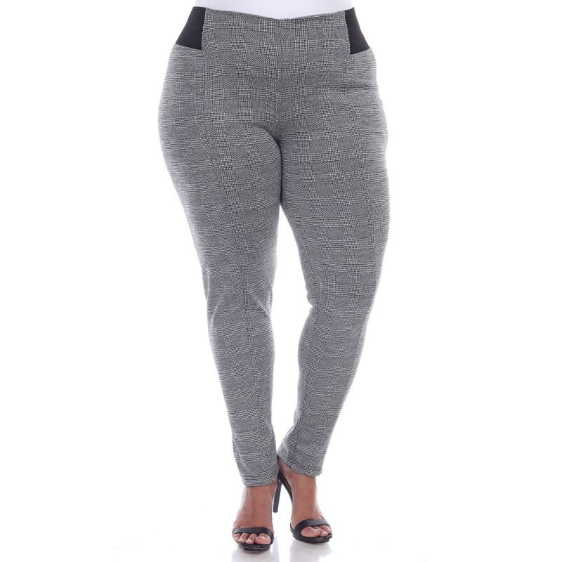 Women's Plus Size Jacquard Slim Pants - White Mark, 1 of 6