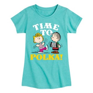 Girls' - Peanuts - Time To Polka Fitted Short Sleeve Graphic T-Shirt - 1 of 4