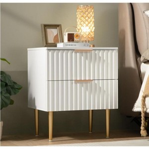 COZONY Modern Fluted Nightstand with Charging Station, 2-Drawer Bedside Table with USB Ports for Bedroom and Apartment - 1 of 4