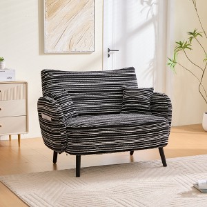 Zeus & Ruta Modern Deep-Seat Sofa with Ultra-Comfortable Armrests, Pillows & Storage Pockets - 1 of 4