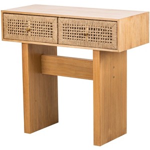 Nordlys 2-Drawer Wood and Rope Console Table Exotic Boho Living Room - 1 of 4