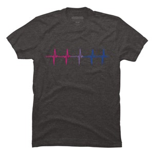 Adult Design By Humans Bisexual Pride Rainbow Heartbeat By Thingsandthings T-Shirt - 1 of 2