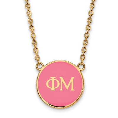 Black Bow Jewelry 14k Yellow Gold Plated Sterling Silver Phi Mu Greek Life Necklace 18 Inch