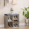 Shoe Bench with Padded Seat, Shoe Storage Bench with Adjustable Shelves & Side Pockets, 5/10 Cubes Storage Organizer for Entryway - 3 of 4