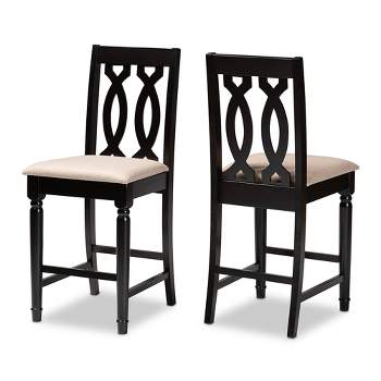 Set of 2 Darcie Upholstered Wood Counter Height Barstools - Baxton Studio