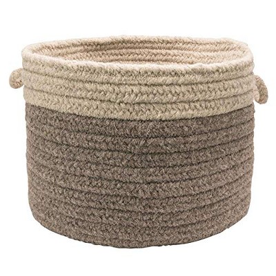 Dark Gray and Light Gray Wool Braided Storage Basket