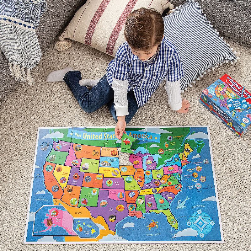 Peaceable Kingdom United States Floor Puzzle for Kids, USA States & Capitals, United States Map Puzzle for Kids, Preschool Toys Boys & Girls Ages 5+, 1 of 5
