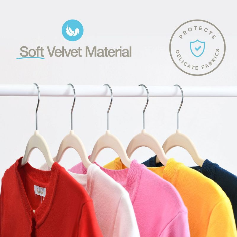 30 Pack Velvet Cloth Hangers Non-Slip Ultra-Thin Hangers in Ivory - HomeItUsa, 3 of 8