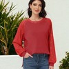 Anna-Kaci Women's Casual Sequin Ballon Long Sleeve Blouse Loose Round Neck Matching Top Party - 2 of 4