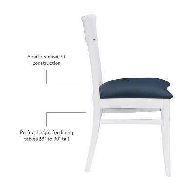 Coastal Cottage Charm White Faux Leather Dining Chairs, Set of 2