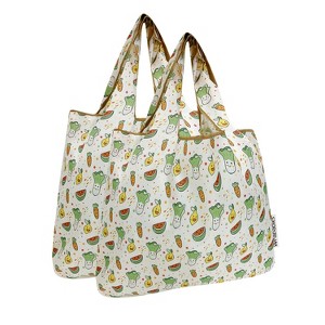 Wrapables Medium Foldable Tote Nylon Reusable Grocery Bags, Set of 2 - 1 of 4