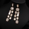 Vintage Rectangle Teardrop Chandelier Earrings, Art Deco Wedding Austrian Crystal Drop Dangle Earrings for Women Party Prom - 3 of 4