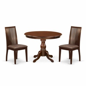 3-Piece Mahogany Finish Solid Wood Top - Dining Room Set - Seats 4 - 1 of 4