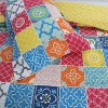 Luupatchy Orange & Blue Circle Print 3 Pc Quilt Set: Playful Dorm Decor, All-Season Soft Bedding with 2 Pillowcases, Queen Size - 4 of 4