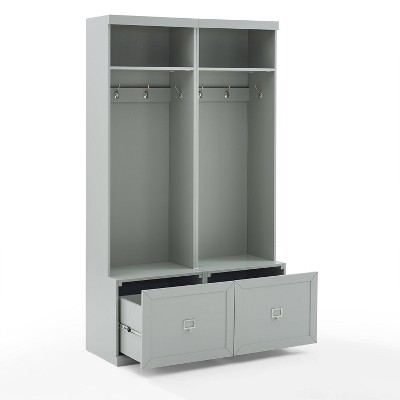 Gray 2-Piece Hall Tree Entryway Set with Storage Drawers