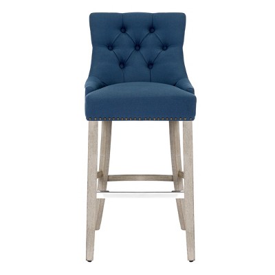WestinTrends 24" Linen Fabric Tufted Buttons Upholstered Wingback Counter Stool