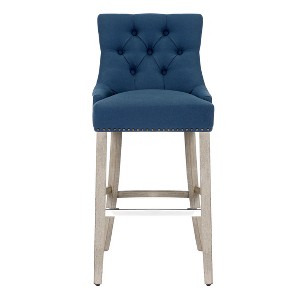 WestinTrends 24" Linen Fabric Tufted Buttons Upholstered Wingback Counter Stool - 1 of 4