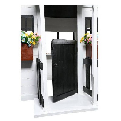 Oceano White and Black Wooden Playhouse with Kitchen and Garden