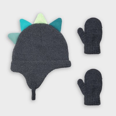 Toddler Boys' Dino Hat and Magic Mittens Set - Cat & Jack™ Dark Gray 2T-5T