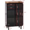 Acekool 28.35" 3-Tier Storage Cabinet with 2 Glass Doors, Modern Storage Organizer for Entryway, Living Room, Home Office, Dining Room, Black+Brown - 4 of 4