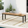 Wooden Outdoor Bench with Metal Frame,Modern Minimalist Bench with Teak Slatted Top,Patio Bench for Backyard or Garden-Cuddlewood - 2 of 4