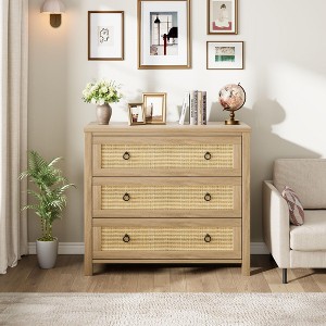 Rattan Dresser for Bedroom, Chest of Dressers 47" Tall Dresser for Closet with 6 Rattan Chest with Clothes Storage Cabinet - 1 of 4