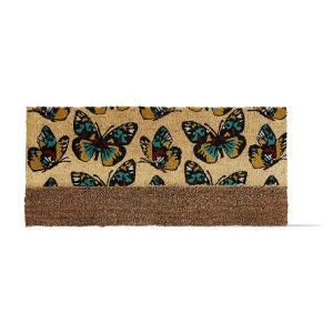 tagltd 1'6"x3'3" Butterfly Print Estate Boot Scrape Rectangle Indoor and Outdoor Coir Door Welcome Mat Brown - 1 of 2