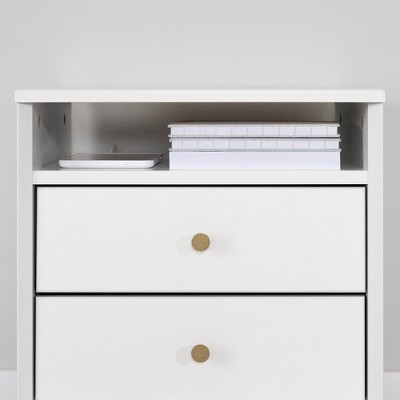 Dylane Mid-Century Glam 2-Drawer Nightstand in Pure White