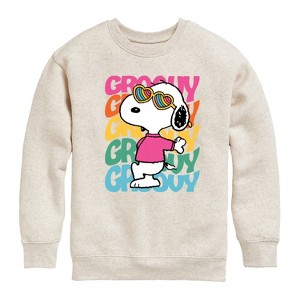 Boys' - Peanuts - Groovy Stacked Graphic Long Sleeve Fleece Sweatshirt - 1 of 4