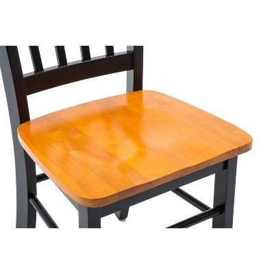Set of 2 Black and Oak High Slat Back Dining Chairs