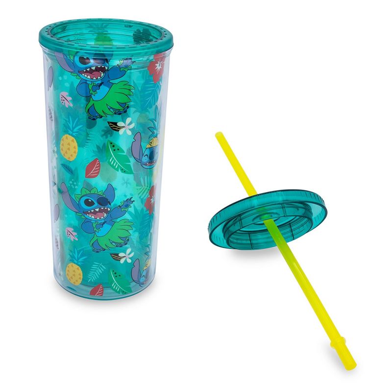Silver Buffalo Disney Lilo & Stitch Tropical Summer Icons Carnival Cup with Lid and Straw, 2 of 7