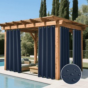 NICETOWN Outdoor Patio Top & Bottom Grommet Curtains Windproof Blackout Insulated 2 Panel - 1 of 4