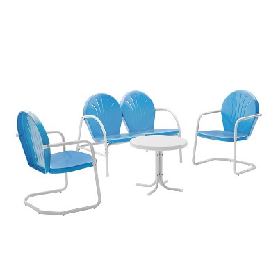 Sky Blue Metal 4-Piece Outdoor Conversation Set