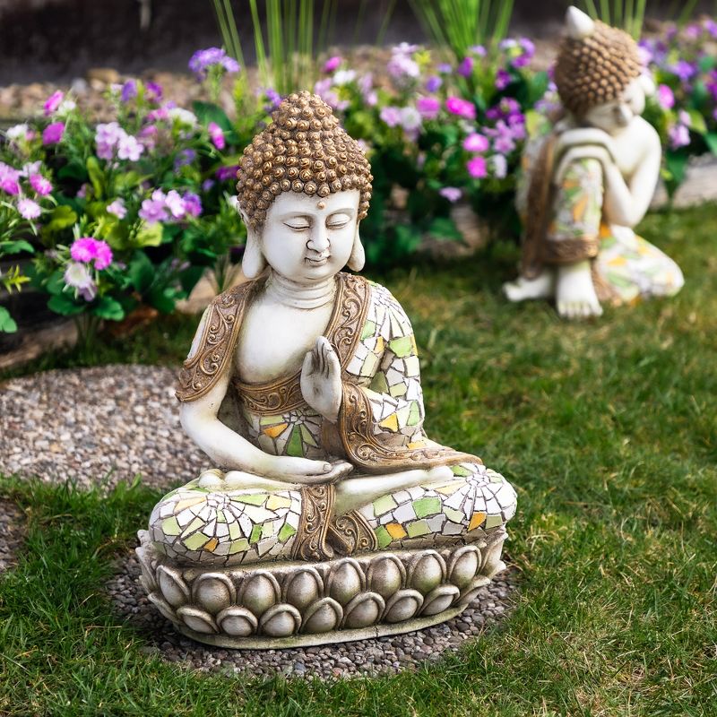 Northlight Meditating Mosaic Buddha Outdoor Ceramic Garden Statue - 19.5", 2 of 8