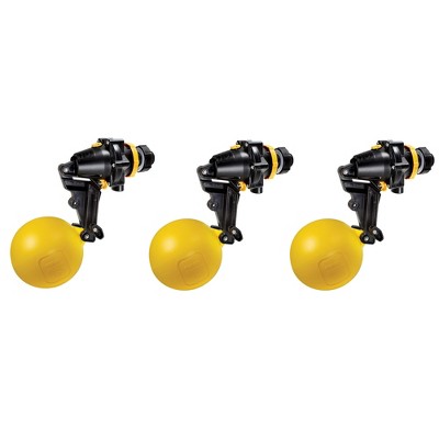 Jobe Valves J-TPV20D Heavy Duty Adjustable Topaz Water Tank Float Valve with Short Tail, 3/4 Inch Inlet, Black and Yellow (3 Pack)